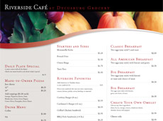 Riverside Cafe Menu